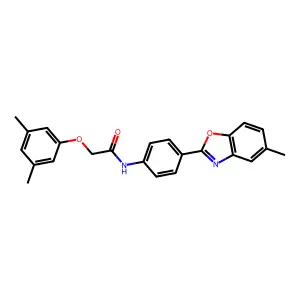 2-(3,5-dimethylphenoxy)-N-[4-(5-methyl-1,3-benzoxazol-2-yl)phenyl]acetamide structure