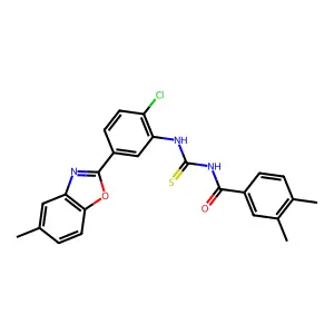 N-[[2-chloro-5-(5-methyl-1,3-benzoxazol-2-yl)phenyl]carbamothioyl]-3,4-dimethylbenzamide structure