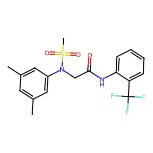 2-(3,5-dimethyl-N-methylsulfonylanilino)-N-[2-(trifluoromethyl)phenyl]acetamide structure