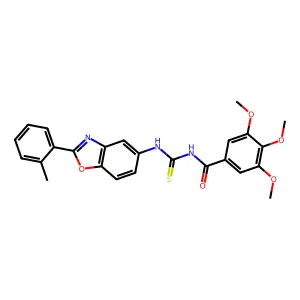 N-[2-(2-methylphenyl)-1,3-benzoxazol-5-yl]-N'-(3,4,5-trimethoxybenzoyl)thiourea structure