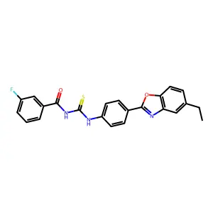 N-[[4-(5-ethyl-1,3-benzoxazol-2-yl)phenyl]carbamothioyl]-3-fluorobenzamide structure