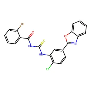 N-[[5-(1,3-benzoxazol-2-yl)-2-chlorophenyl]carbamothioyl]-2-bromobenzamide structure