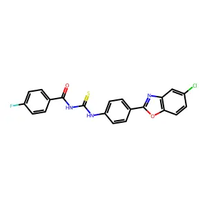 N-[[4-(5-chloro-1,3-benzoxazol-2-yl)phenyl]carbamothioyl]-4-fluorobenzamide structure