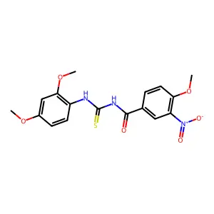 N-(2,4-dimethoxyphenyl)-N'-{3-nitro-4-methoxybenzoyl}thiourea structure