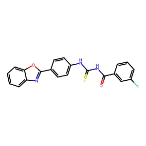 N-[[4-(1,3-benzoxazol-2-yl)phenyl]carbamothioyl]-3-fluorobenzamide structure