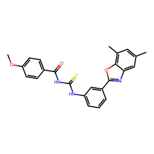 N-[[3-(5,7-dimethyl-1,3-benzoxazol-2-yl)phenyl]carbamothioyl]-4-methoxybenzamide structure