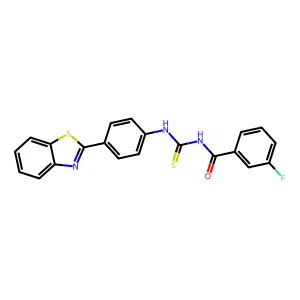 N-[[4-(1,3-benzothiazol-2-yl)phenyl]carbamothioyl]-3-fluorobenzamide structure