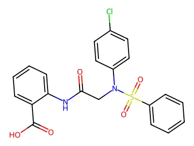 2-{[N-(4-chlorophenyl)-N-(phenylsulfonyl)glycyl]amino}benzoic acid structure