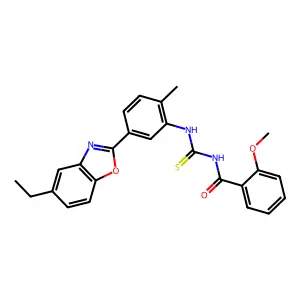 N-[[5-(5-ethyl-1,3-benzoxazol-2-yl)-2-methylphenyl]carbamothioyl]-2-methoxybenzamide structure