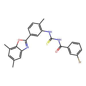 3-bromo-N-[[5-(5,7-dimethyl-1,3-benzoxazol-2-yl)-2-methylphenyl]carbamothioyl]benzamide structure