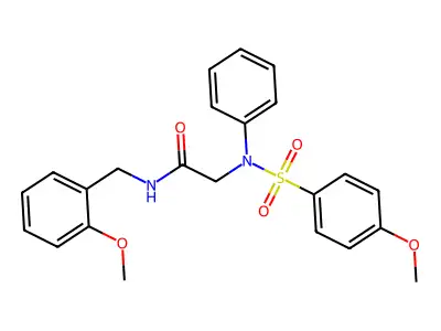 N-(2-methoxybenzyl)-2-{[(4-methoxyphenyl)sulfonyl]anilino}acetamide structure