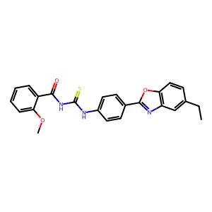 N-[[4-(5-ethyl-1,3-benzoxazol-2-yl)phenyl]carbamothioyl]-2-methoxybenzamide structure