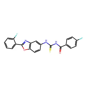 4-fluoro-N-[[2-(2-fluorophenyl)-1,3-benzoxazol-5-yl]carbamothioyl]benzamide structure