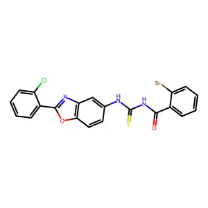 2-bromo-N-[[2-(2-chlorophenyl)-1,3-benzoxazol-5-yl]carbamothioyl]benzamide structure