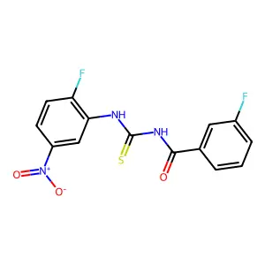 3-fluoro-N-[(2-fluoro-5-nitrophenyl)carbamothioyl]benzamide structure