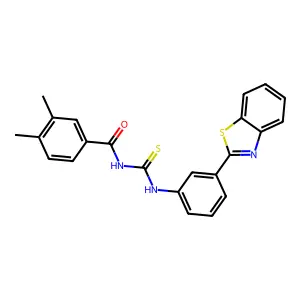 N-[[3-(1,3-benzothiazol-2-yl)phenyl]carbamothioyl]-3,4-dimethylbenzamide structure