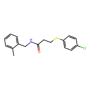 3-(4-chlorophenyl)sulfanyl-N-[(2-methylphenyl)methyl]propanamide structure