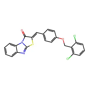 (2Z)-2-[[4-[(2,6-dichlorophenyl)methoxy]phenyl]methylidene]-[1,3]thiazolo[3,2-a]benzimidazol-1-one structure