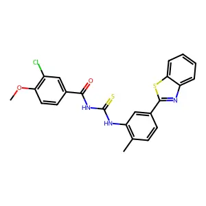 N-[[5-(1,3-benzothiazol-2-yl)-2-methylphenyl]carbamothioyl]-3-chloro-4-methoxybenzamide structure