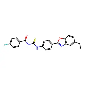 N-[[4-(5-ethyl-1,3-benzoxazol-2-yl)phenyl]carbamothioyl]-4-fluorobenzamide structure
