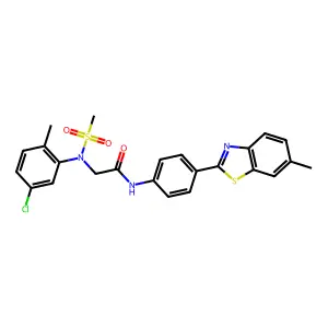 2-(5-chloro-2-methyl-N-methylsulfonylanilino)-N-[4-(6-methyl-1,3-benzothiazol-2-yl)phenyl]acetamide structure