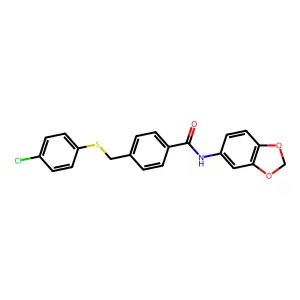 N-(1,3-benzodioxol-5-yl)-4-[(4-chlorophenyl)sulfanylmethyl]benzamide structure