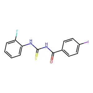 N-(2-fluorophenyl)-N'-(4-iodobenzoyl)thiourea structure