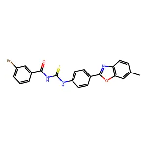 3-bromo-N-[[4-(6-methyl-1,3-benzoxazol-2-yl)phenyl]carbamothioyl]benzamide structure