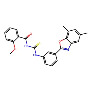N-[[3-(5,7-dimethyl-1,3-benzoxazol-2-yl)phenyl]carbamothioyl]-2-methoxybenzamide structure