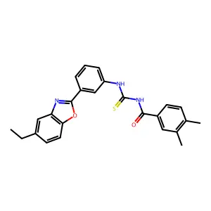N-[[3-(5-ethyl-1,3-benzoxazol-2-yl)phenyl]carbamothioyl]-3,4-dimethylbenzamide structure