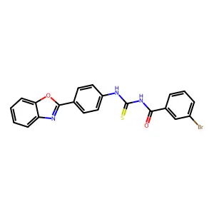 N-[[4-(1,3-benzoxazol-2-yl)phenyl]carbamothioyl]-3-bromobenzamide structure