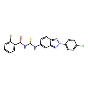 2-bromo-N-[[2-(4-chlorophenyl)benzotriazol-5-yl]carbamothioyl]benzamide structure