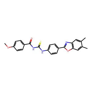 N-[[4-(5,6-dimethyl-1,3-benzoxazol-2-yl)phenyl]carbamothioyl]-4-methoxybenzamide structure