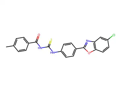 N-[[4-(5-chloro-1,3-benzoxazol-2-yl)phenyl]carbamothioyl]-4-methylbenzamide structure