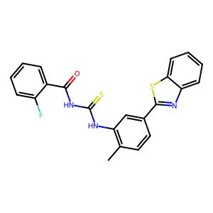 N-[[5-(1,3-benzothiazol-2-yl)-2-methylphenyl]carbamothioyl]-2-fluorobenzamide structure