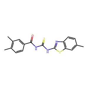 3,4-dimethyl-N-[(6-methyl-1,3-benzothiazol-2-yl)carbamothioyl]benzamide structure
