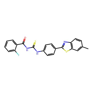 2-fluoro-N-[[4-(6-methyl-1,3-benzothiazol-2-yl)phenyl]carbamothioyl]benzamide structure