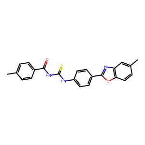 4-methyl-N-[[4-(5-methyl-1,3-benzoxazol-2-yl)phenyl]carbamothioyl]benzamide structure