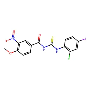 N-[(2-chloro-4-iodophenyl)carbamothioyl]-4-methoxy-3-nitrobenzamide structure