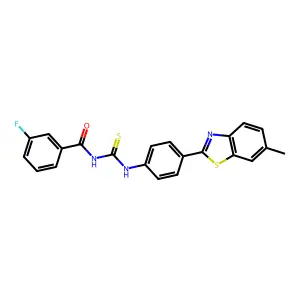 3-fluoro-N-[[4-(6-methyl-1,3-benzothiazol-2-yl)phenyl]carbamothioyl]benzamide structure