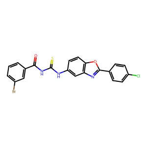 3-bromo-N-[[2-(4-chlorophenyl)-1,3-benzoxazol-5-yl]carbamothioyl]benzamide structure