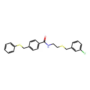 N-[2-[(3-chlorophenyl)methylsulfanyl]ethyl]-4-(phenylsulfanylmethyl)benzamide structure