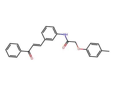 2-(4-methylphenoxy)-N-[3-[(E)-3-oxo-3-phenylprop-1-enyl]phenyl]acetamide structure