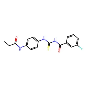 3-fluoro-N-[[4-(propanoylamino)phenyl]carbamothioyl]benzamide structure
