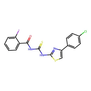N-[[4-(4-chlorophenyl)-1,3-thiazol-2-yl]carbamothioyl]-2-iodobenzamide structure