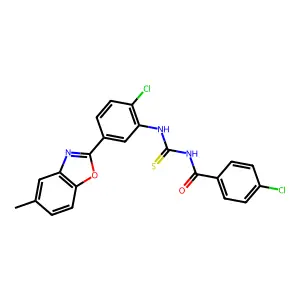 4-chloro-N-{[2-chloro-5-(5-methyl-1,3-benzoxazol-2-yl)phenyl]carbamothioyl}benzamide structure