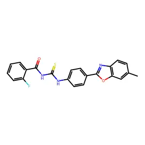 2-fluoro-N-[[4-(6-methyl-1,3-benzoxazol-2-yl)phenyl]carbamothioyl]benzamide structure