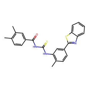 N-[[5-(1,3-benzothiazol-2-yl)-2-methylphenyl]carbamothioyl]-3,4-dimethylbenzamide structure