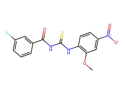 3-fluoro-N-[(2-methoxy-4-nitrophenyl)carbamothioyl]benzamide structure