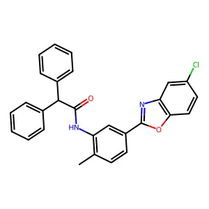 N-[5-(5-chloro-1,3-benzoxazol-2-yl)-2-methylphenyl]-2,2-diphenylacetamide structure